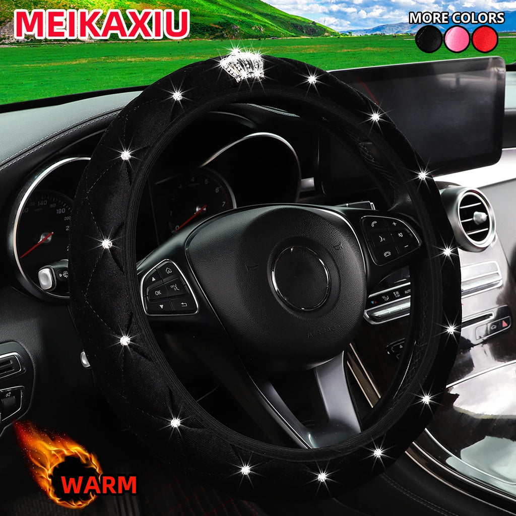 Fuzzy Bling Crown Steering Wheel Cover, No Inner Ring