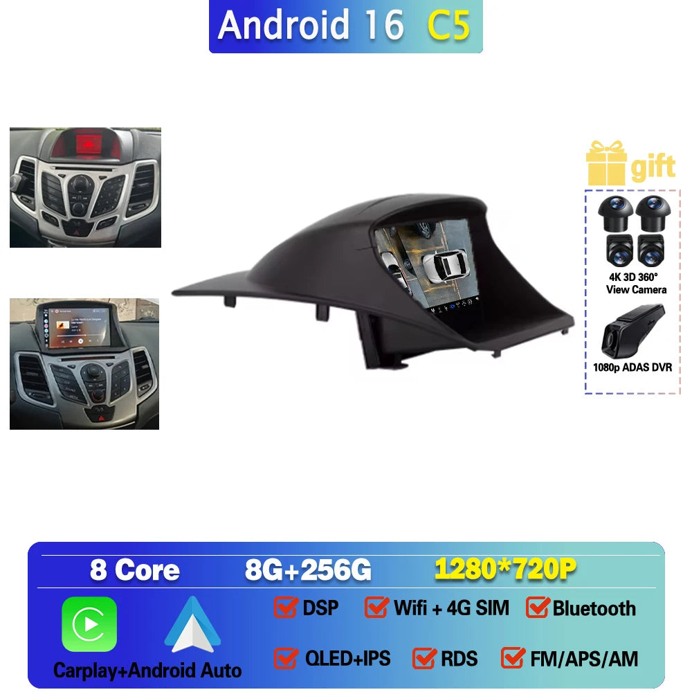 Ford Fiesta Mk6 9 Inch Android 16 CarPlay GPS Head Unit - image 7