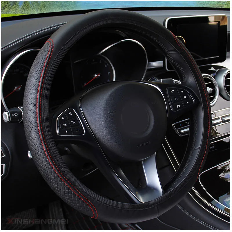 Universal Non-Slip Embossed Steering Wheel Cover, 37-38cm