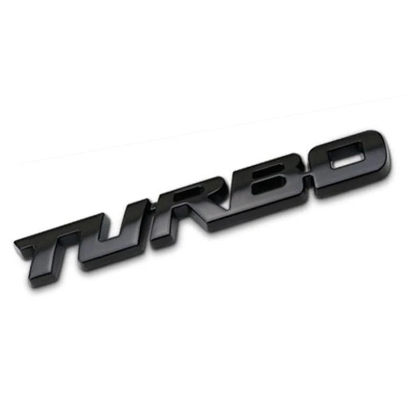 TURBO 3D Metal Lettering Car Sticker, Black, Red or Silver