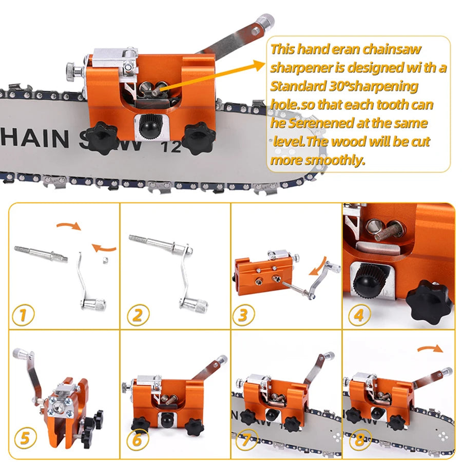 Portable Hand-Crank Chainsaw Sharpener with 4 Carbide Heads - image 5