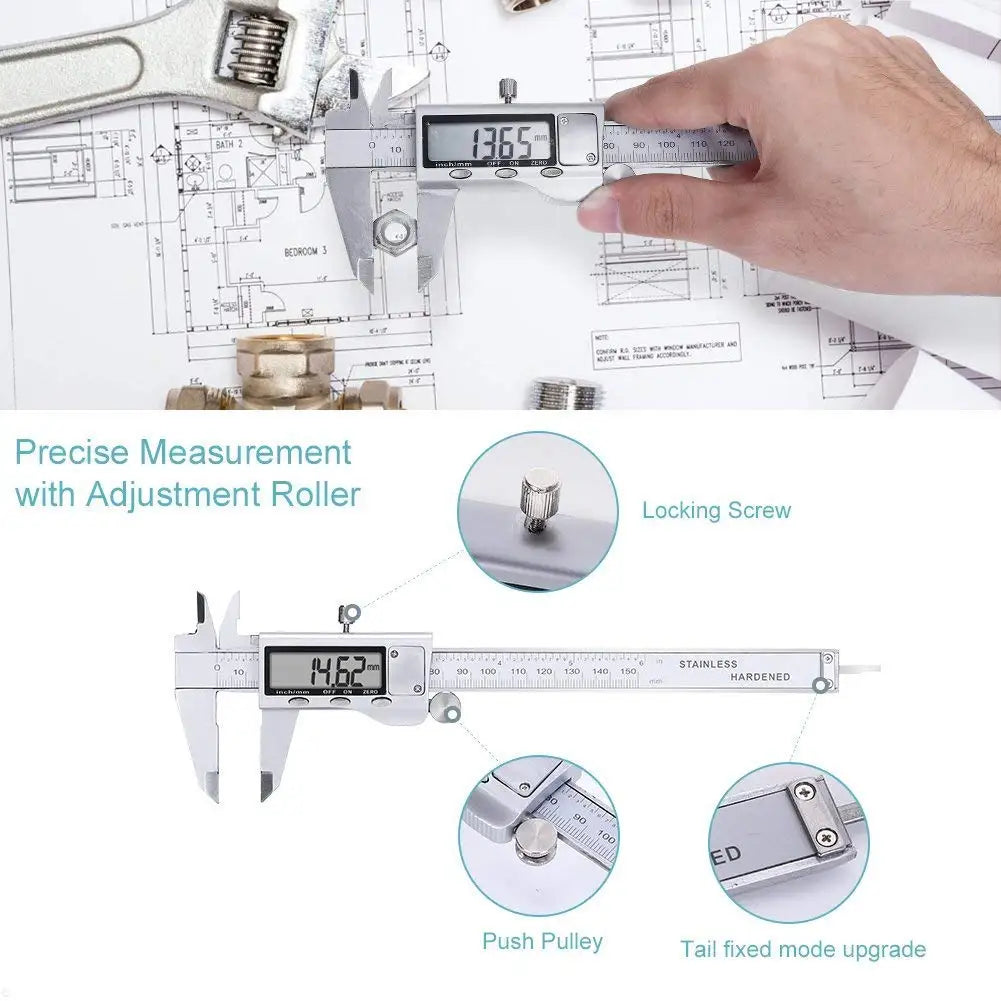Metal Digital Caliper 150/200/300MM Stainless Steel Electronic Digital Vernier Caliper Micrometer Measuring Tool Caliper