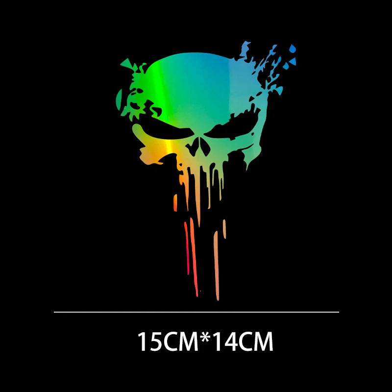 Reflective Skull Motorcycle Decal, Waterproof Universal Sticker - view 12