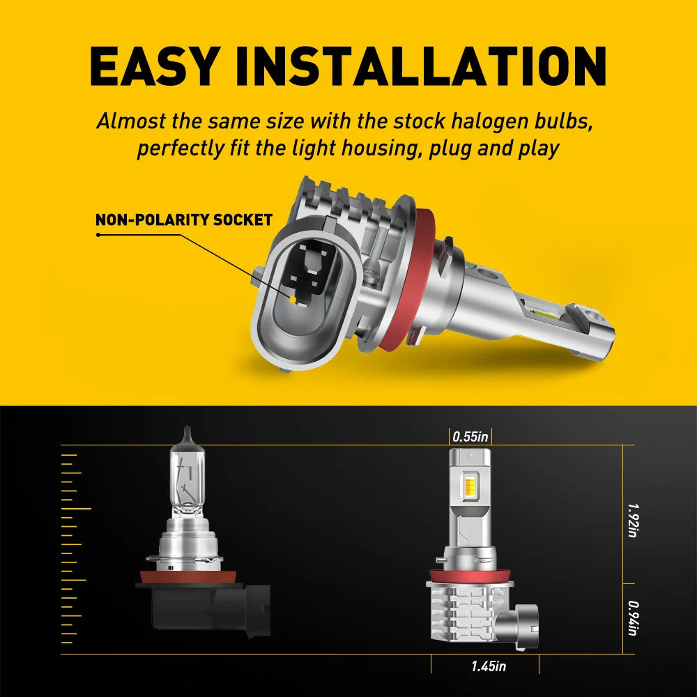 Dual Color LED Fog Light Bulbs H8 H9 H11 H16, Set of 2