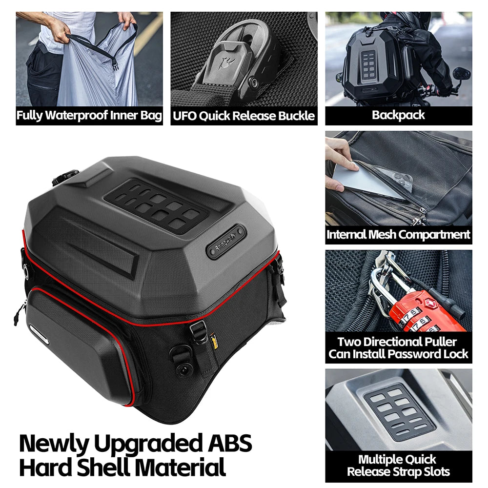 Rhinowalk 23-35L Hardshell Waterproof Motorcycle Tail Box - image 4
