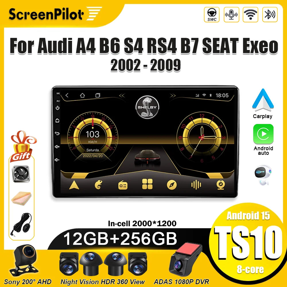 Android 16 9'' Car Radio for Audi A4/S4/RS4 2002-2009 CarPlay - image 2