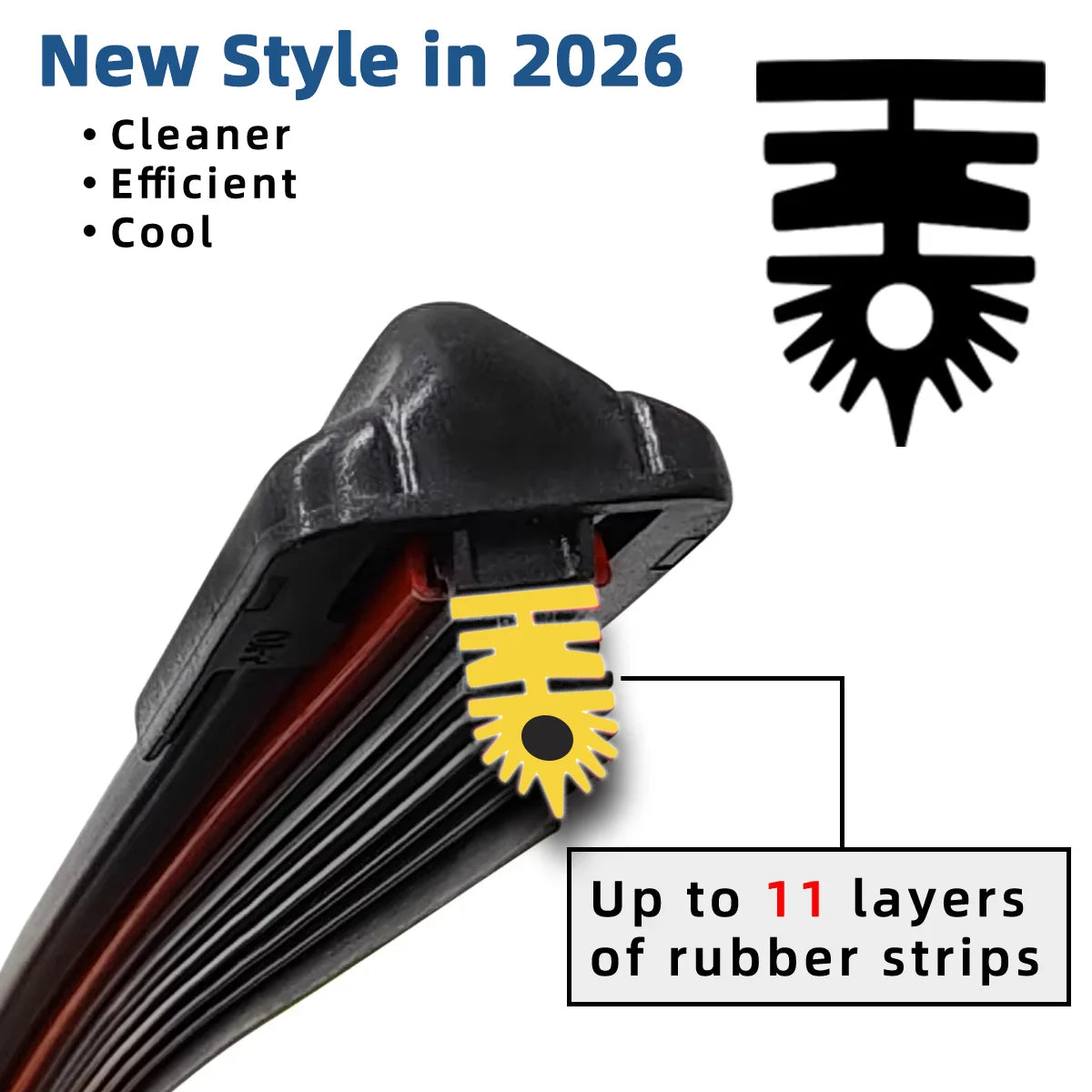 1PC Wiper Blade 11 Layer Rubber Strip J/U-Shaped Wiper Blade 13"14"15"16"17"18"19"20"21"22"24"26"28"30" Windshield Wiper Blade