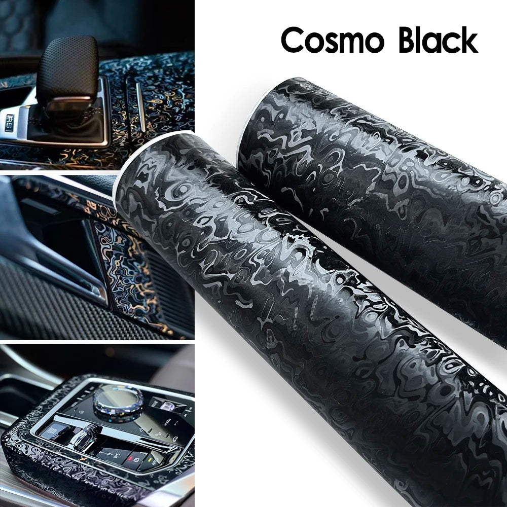 Black Forged Carbon Fiber Vinyl Wrap for Car Motorcycle Auto Sticker