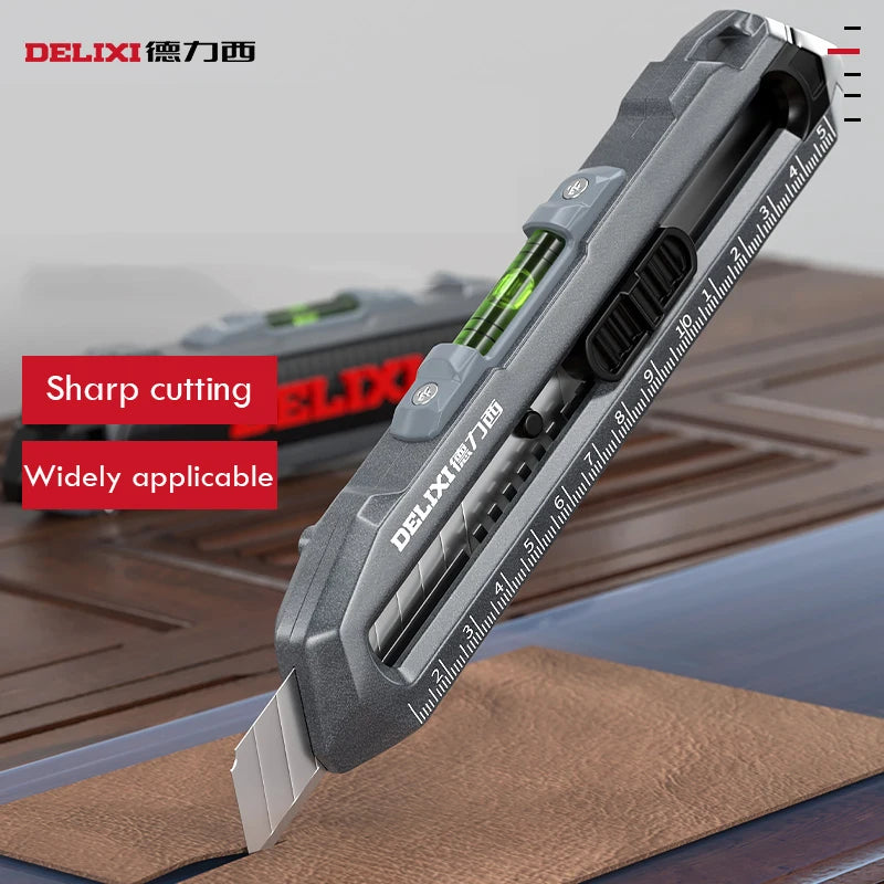 Multifunctional Utility Knife Heavy-duty Metal Box Cutter нож Estilete with 15CM Ruler Accurate Horizontal Bubble Cutting Tool