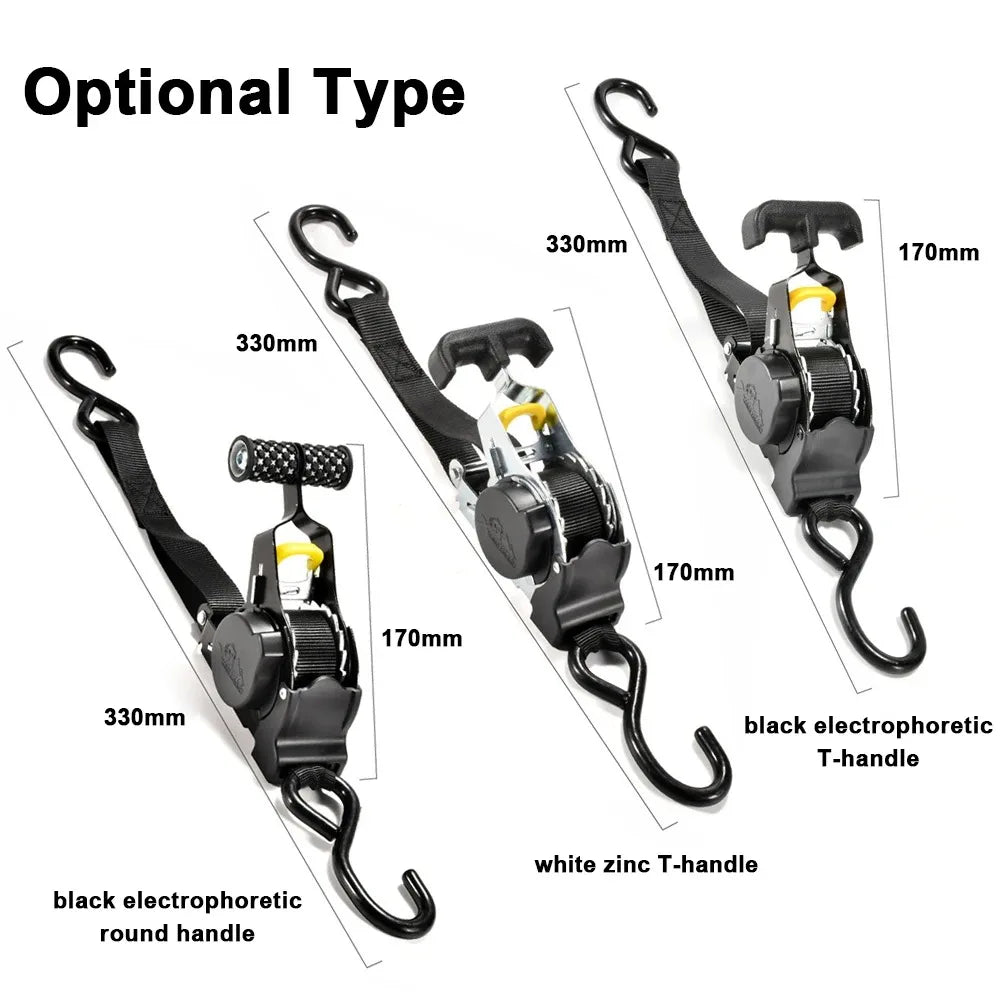 Cargo Tape with S Hook Heavy Duty Auto Retractable Ratchet Strap Tie Down Retractable Ratchet Straps for Trailers Vehicles Boat