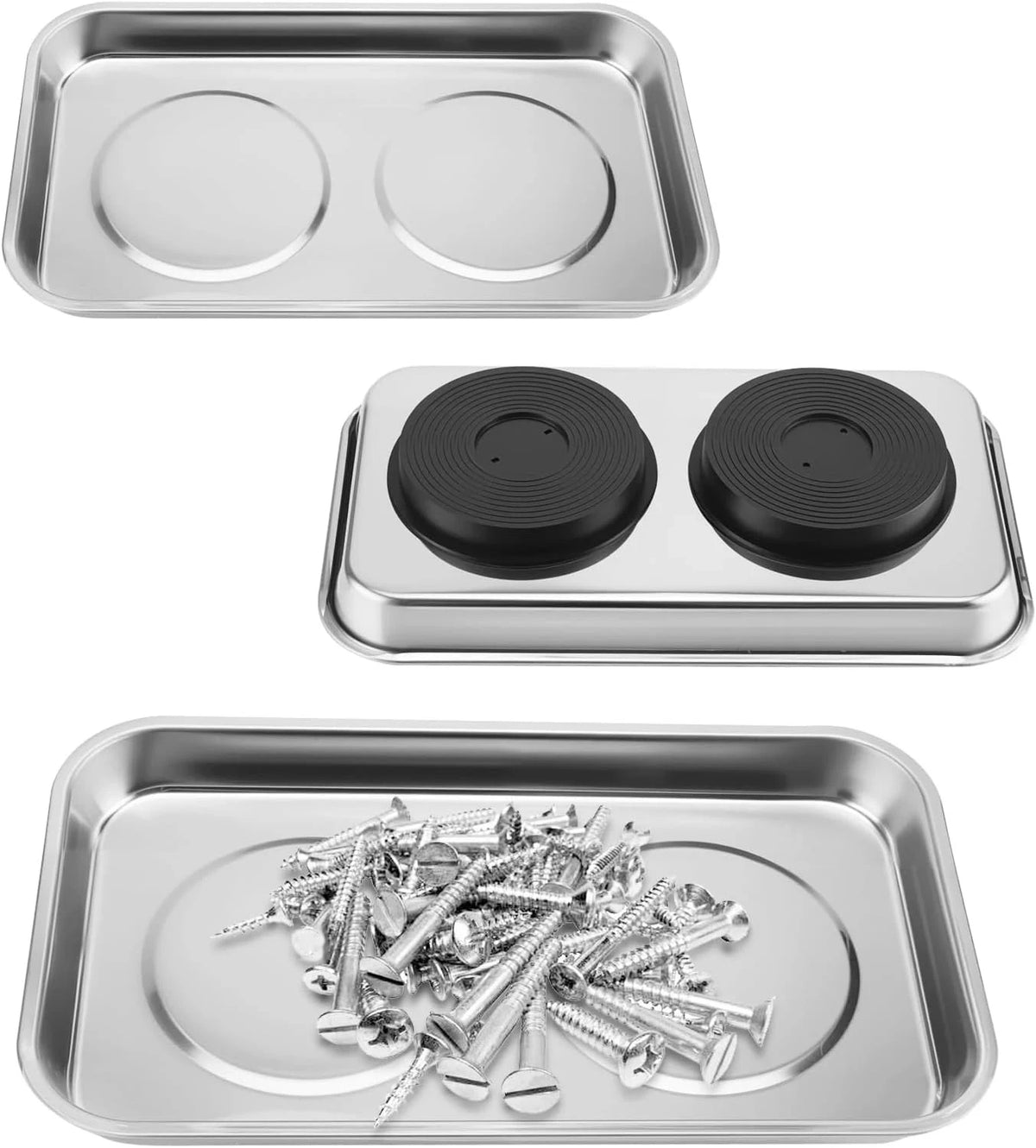Stainless Steel Magnetic Parts Tray – Holds Screws, Nuts & Bolts