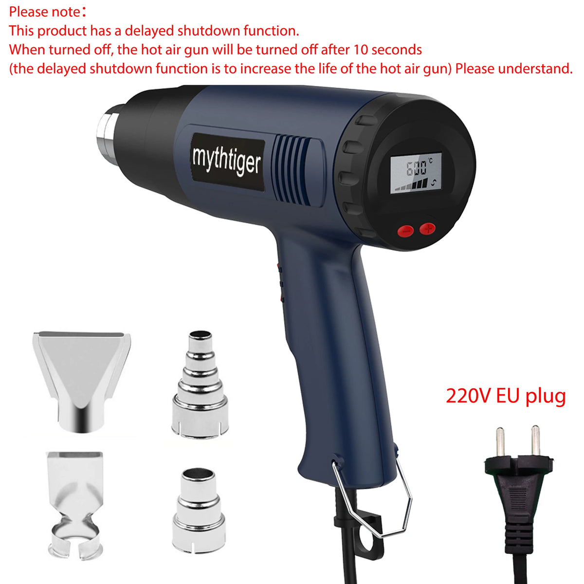 2000W 220V Variable Temperature Electric Heat Gun, Adjustable Hot Air Gun