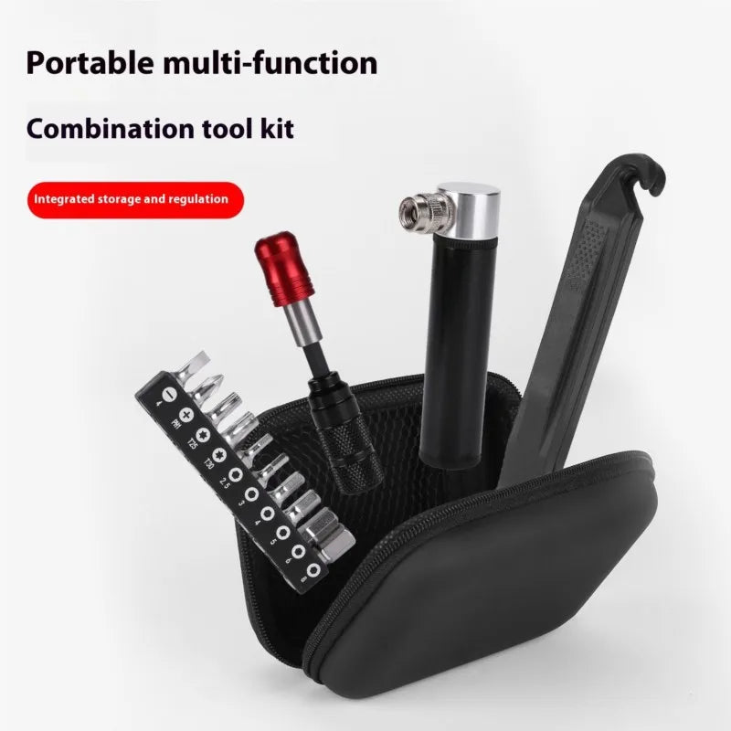 Bicycle Bike Repair Tool Kit Ratchet Torque Wrench Pedal Tool Tire Levers Mini Bike Pump Portable Cycling Maintenance Tools Set