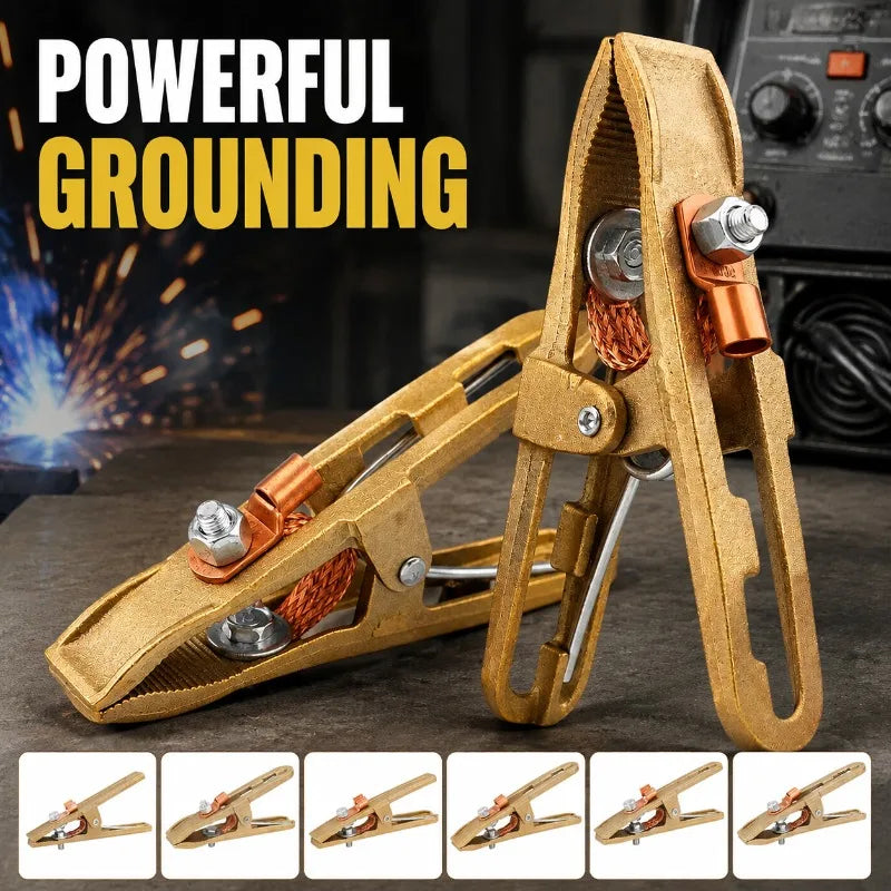 Copper Ground Clamp 300A 500A 800A A Type Welding Earth Clamp, High Current Welder Grounding Clip for ARC Welding Machine Welder