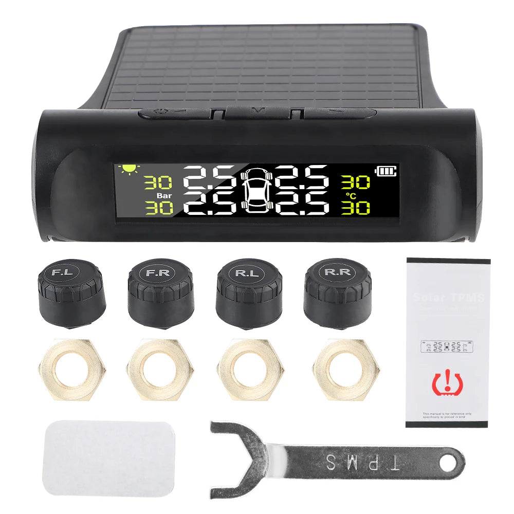 Solar Tire Pressure Monitoring System with External TPMS Sensors