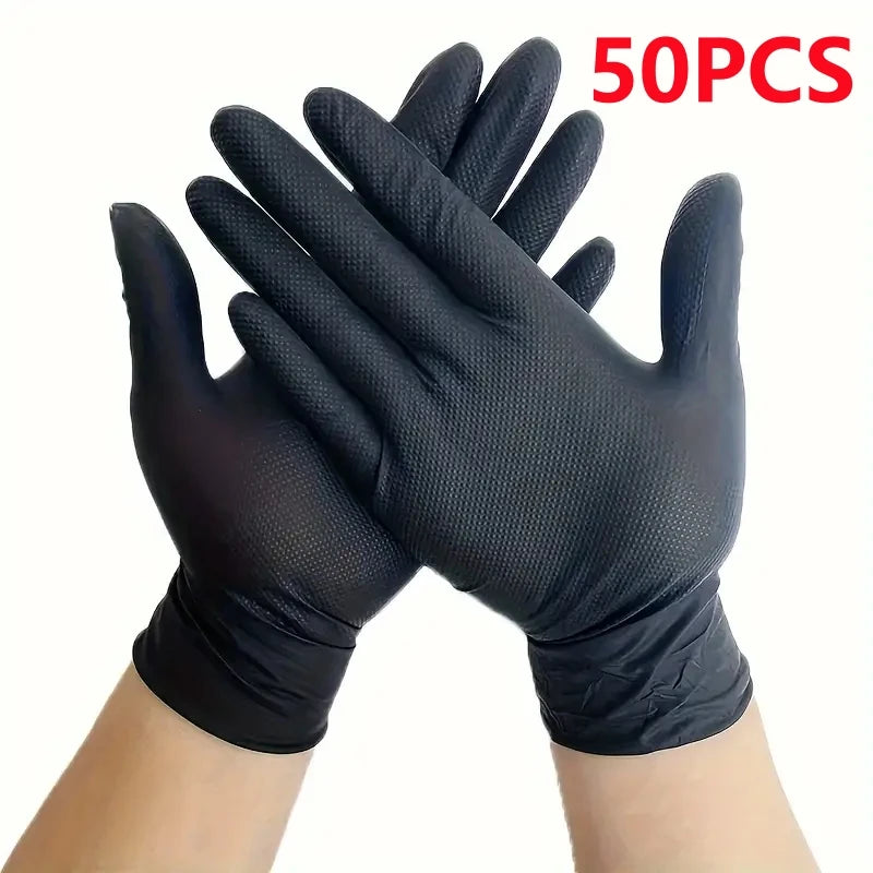 Heavy Duty Nitrile Gloves 8Mil Extra Thick Mechanic Home Garden Disposable Glove with Textured Grip Antislip Safety Work Gloves
