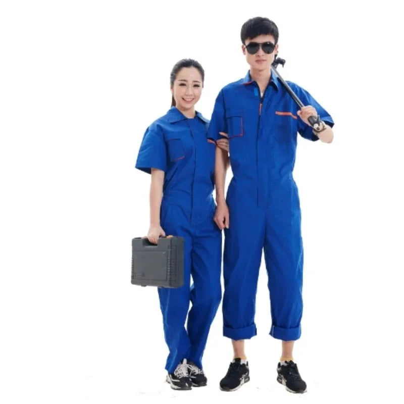 Work Coveralls Short Sleeve Men Women Protective Overalls Repairman Car Workwear Uniforms Summer Plus Size