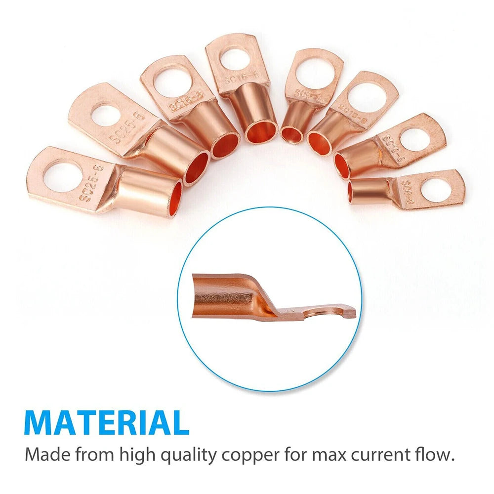 60pcs Wire Lug Ring Copper Crimping Terminal O-ring Battery Cable Connector Kit