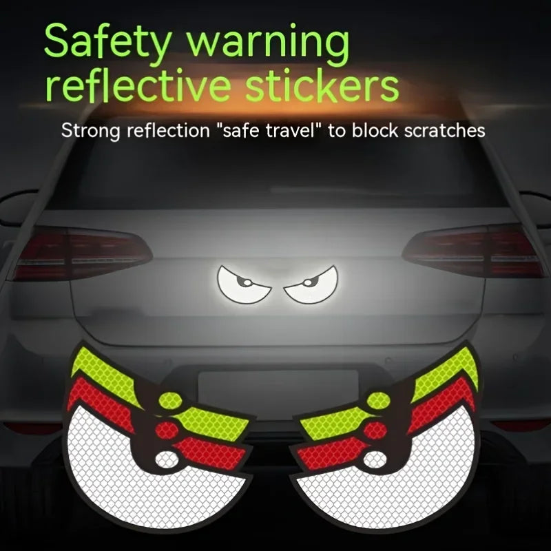 2pc Reflective Demon Eye Motorcycle Decals for Night Visibility