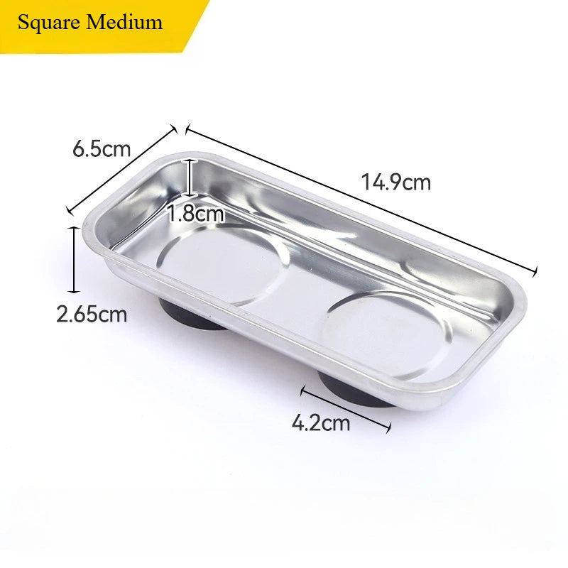 Round /Square Magnetic Bowl, Durable with Magnetic Stainless Steel Parts Tray for Easy Access and Prevention of Parts Loss