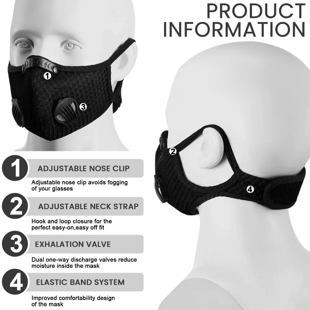 Breathable Ergonomic Dust Mask Nose Clamp Adjustable Respirator Mask Anti-Dust Washable Activated Carbon Filters Construction