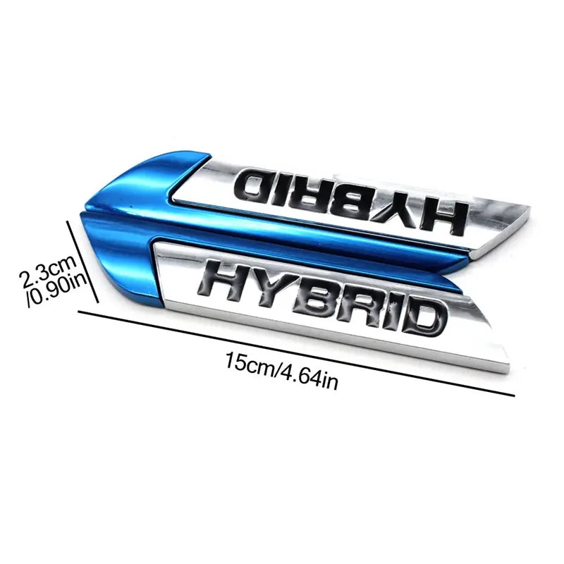 Pair of 3D Metal Hybrid Badge Stickers, Universal Car Fitment - view 2