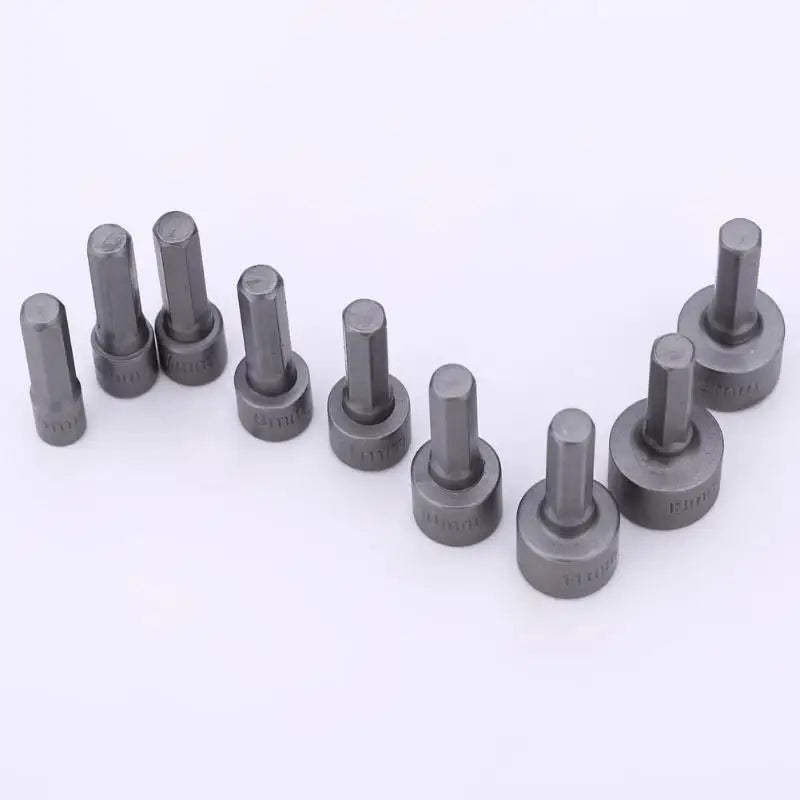 9pcs Hex Shank Socket Set, 5-13mm Metric Impact Socket Bits with Storage Bar,High Hardness Drill Socket Adapter Kit for Electric