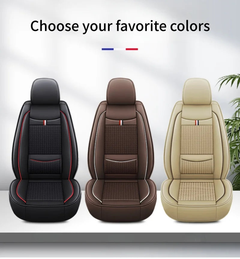7-Seater, Luxurious Ice Silk/PU Leather Car Seat Cover, Suitable for All Seasons, High-End Car Interior Package, Suitable for Various MPV 7-Seater Seven Head Hat Styles, Comfortable, Breathable and Wear-Resistant, Enhancing Y