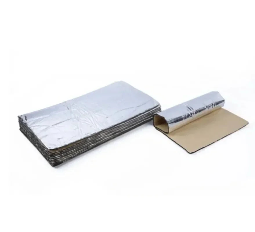 Car noise deadening mat, closed cell foam hood and panel insulation sheet