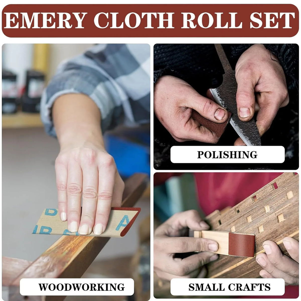 1inch Emery Cloth Rolls, Continuous Sandpaper (2m / 5m) Suitable for Wood Sanding, Metal Polishing, Car Detailing