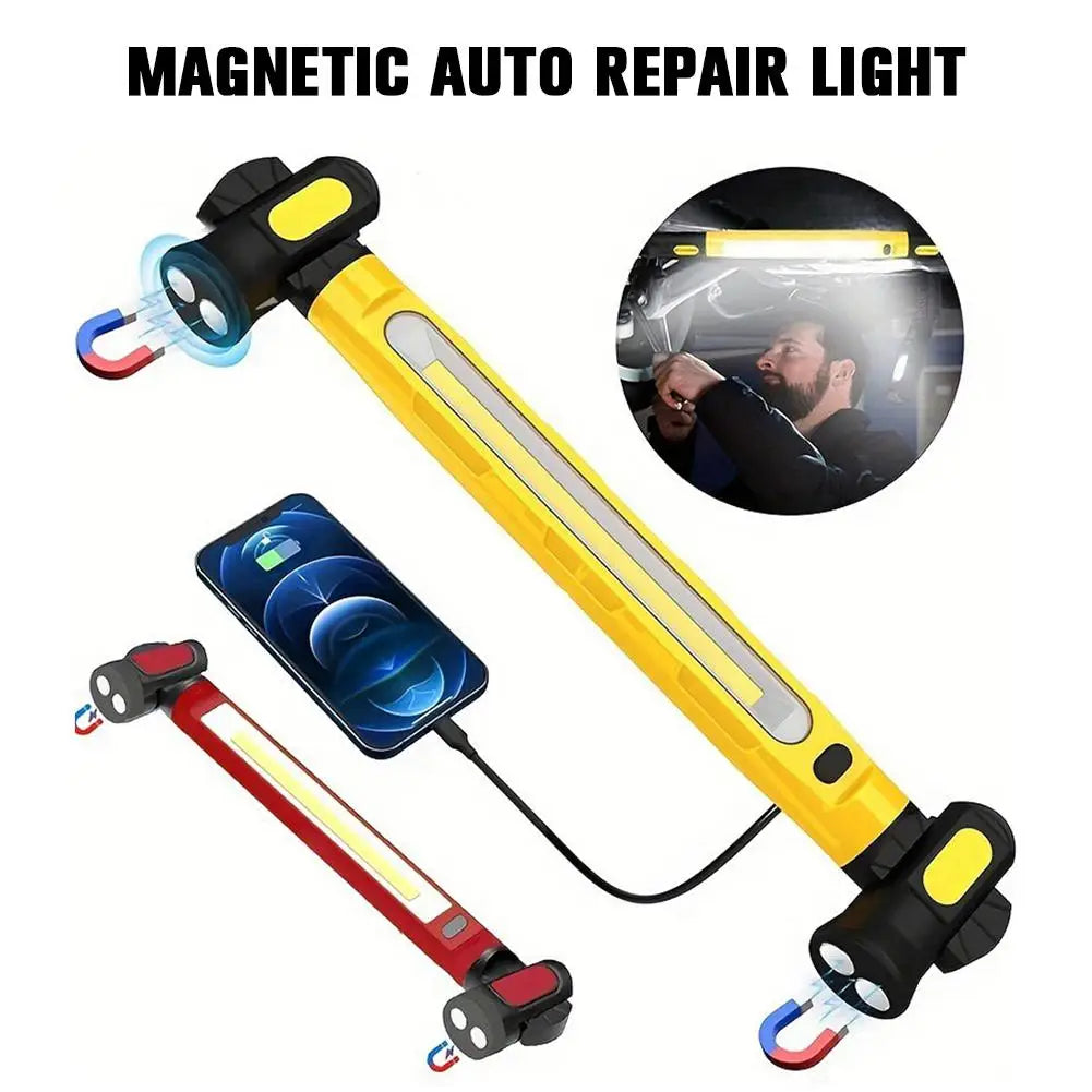 LED Magnetic Work Light Rechargeable Underhood Work Lamp With Hooks & Rotating Magnetic Base For Car Repairing Emergency Q1J1