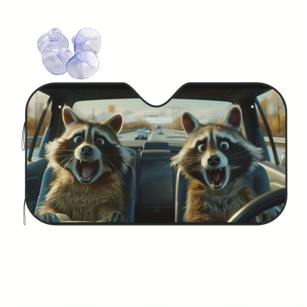 Foldable Windshield Sun Shade with Fun Animal Prints, 55 x 30 in