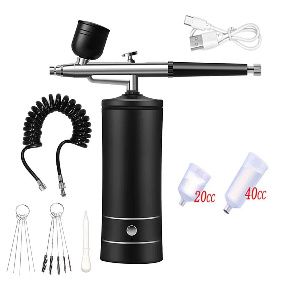 Airbrush Compressor Kit, Portable Airbrush Paint Spray Mini Spray Gun Wireless Air Brush Painting Airbrush Kit with Compressor