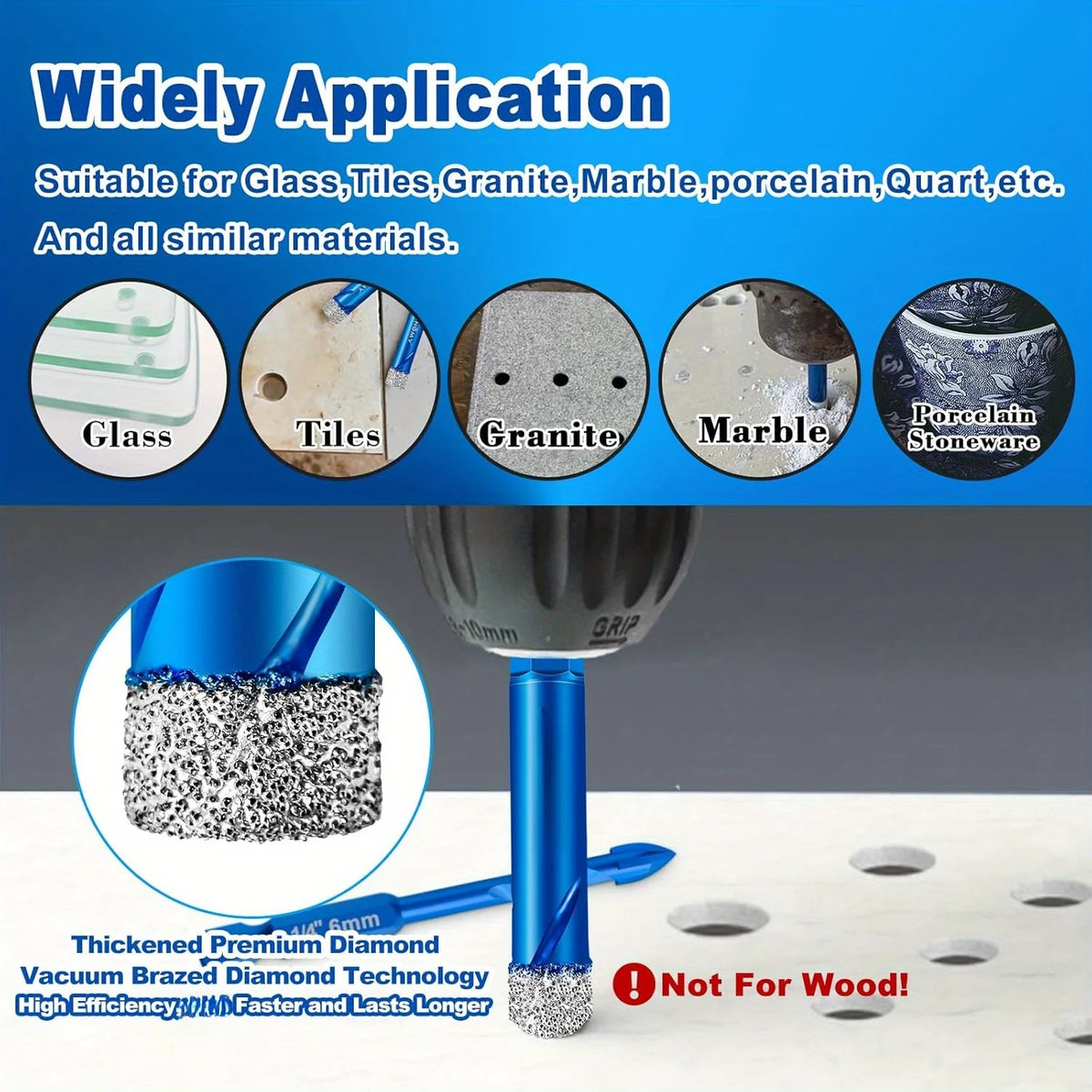 6pcs  Drill Bit Set for Hard Tiles Ceramic Porcelain Stoneware Marble Granite