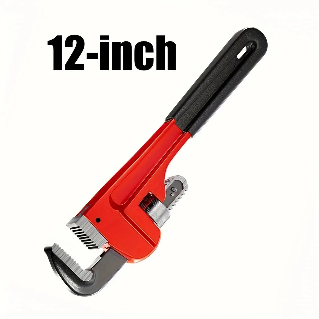 12inch / 8inch Heavy Duty Straight Pipe Wrench, Adjustable Aluminum Plumber Wrench with Floating Hook Jaw and I-Beam Handle, Red