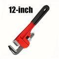 12inch / 8inch Heavy Duty Straight Pipe Wrench, Adjustable Aluminum Plumber Wrench with Floating Hook Jaw and I-Beam Handle, Red