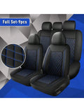 Quilted PU Leather Car Seat Covers, Full 9-Piece Set