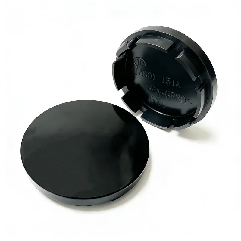 56mm Hub Caps for Cars - 4 Pack Black & Chrome