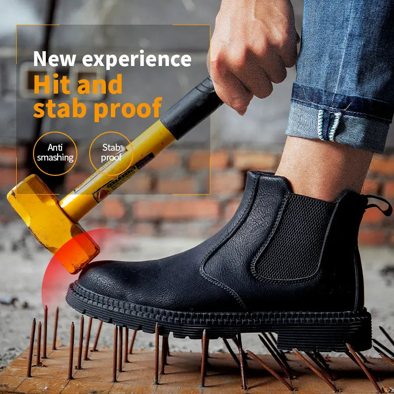 Waterproof Steel Toe Leather Safety Work Boots for Construction, Brown