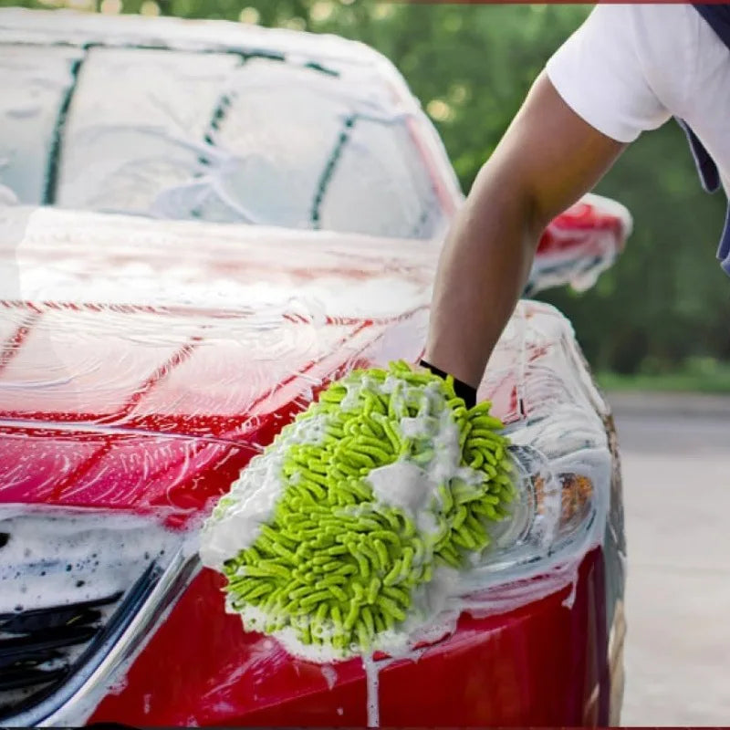 Scratch-Free Chenille Microfiber Car Wash Mitt for Washing, Drying and Detailing