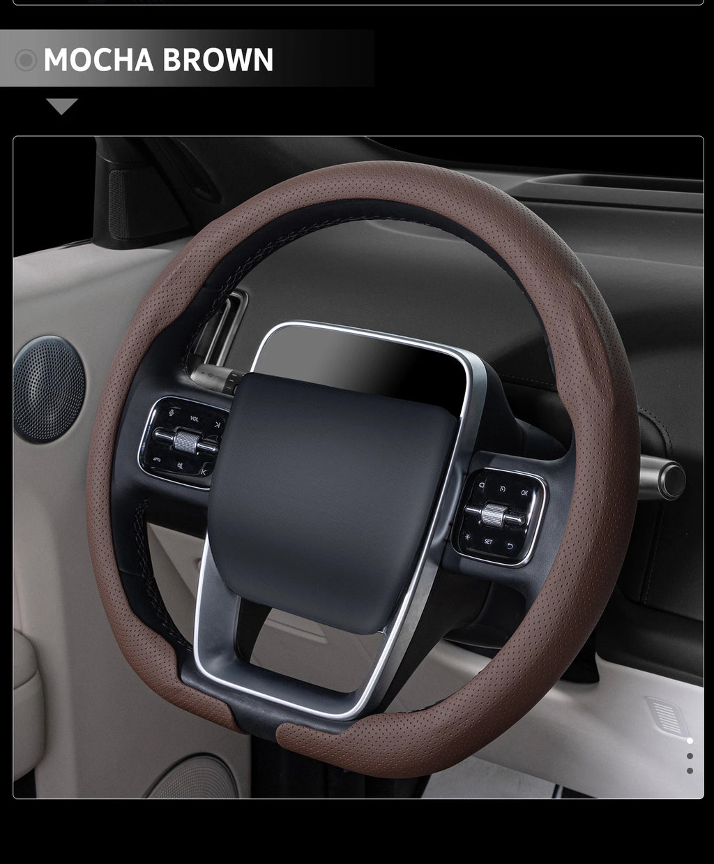 Ultra-Thin Faux Leather Steering Wheel Cover, 38cm, D or O Shape
