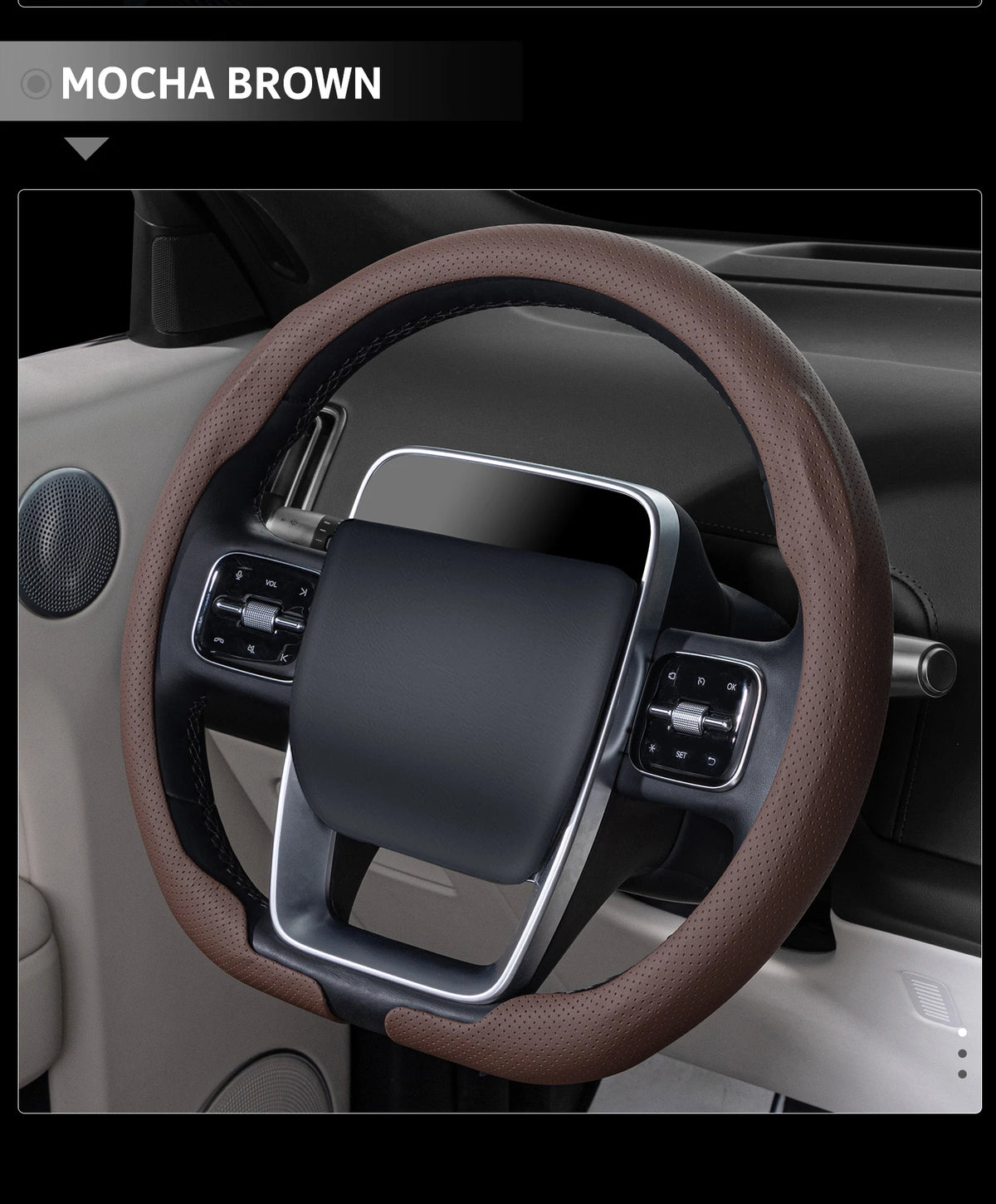 Ultra-Thin Faux Leather Steering Wheel Cover, 38cm, D or O Shape