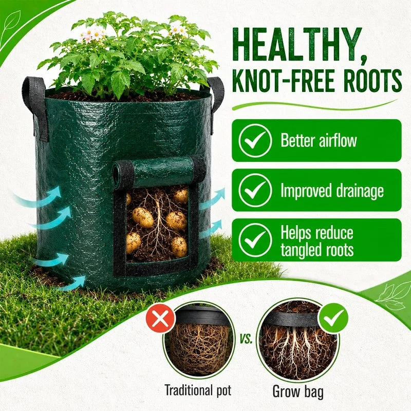 Potato Grow Bags 7/10 Gallon with Flap Window & Handles