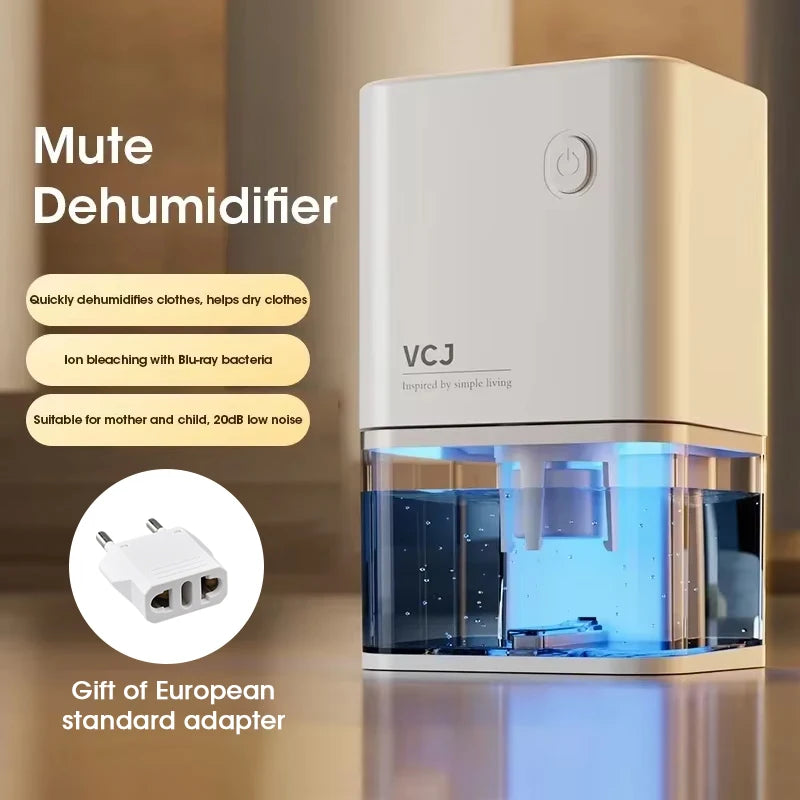 2025 New Silent Dehumidifier For EU Plug - Quiet Moisture Absorber Air Dryer Deodorizer for Bedroom Office Kitchen Home