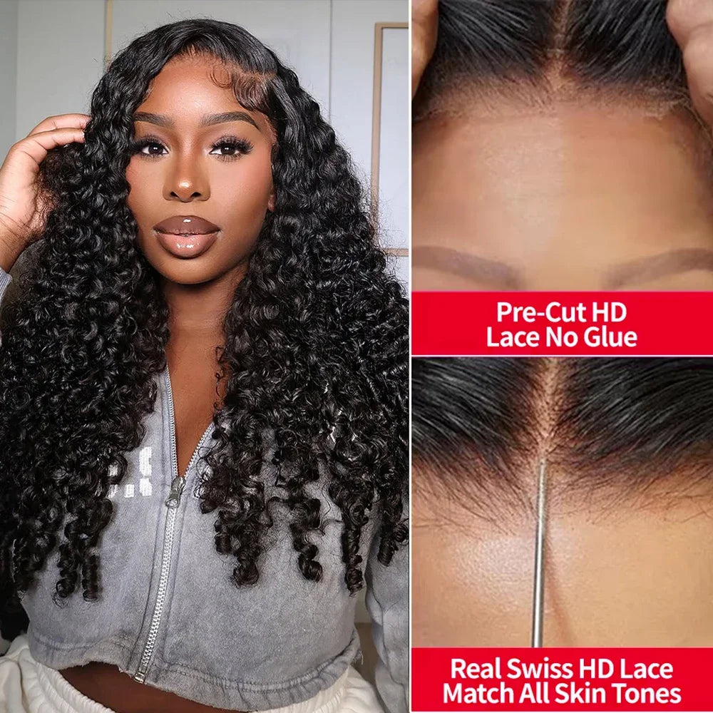 Burmese Curly Human Hair Wig, 13x4 Transparent Lace Front, Pre-Plucked