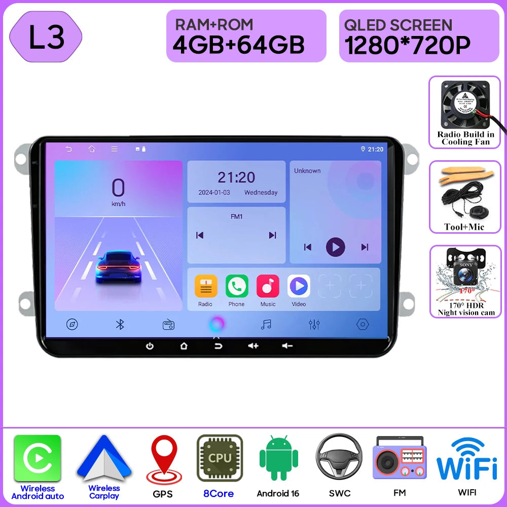 VW 9-Inch Android Car Radio with GPS, CarPlay & Bluetooth - image 9