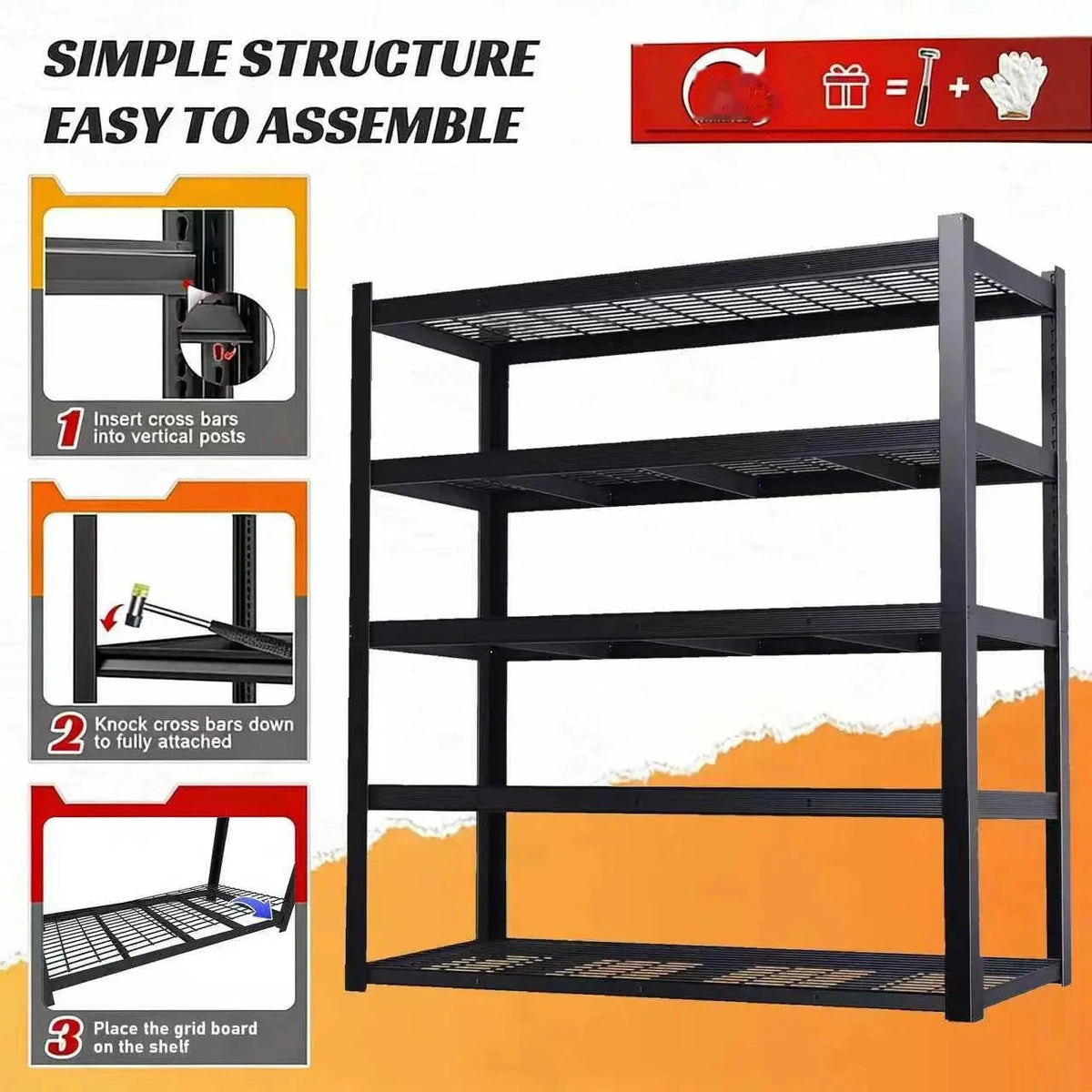 72" Adjustable Metal Double-Layer Utility Shelving Rack