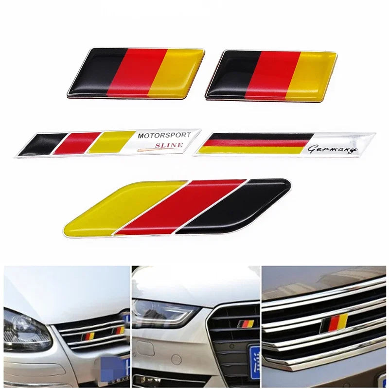 German Flag 3D Aluminum Grille Sticker, Universal Fit