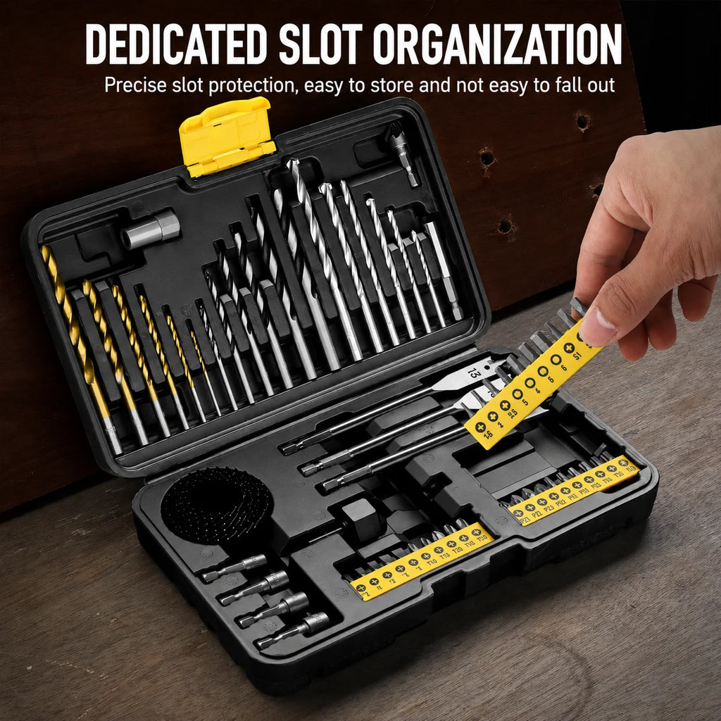 Twist Drill Bit Set Metal Wood Masonry Concrete Cement Brick Power Drill Bits Full Kit Socket Drill Accessories for Construction