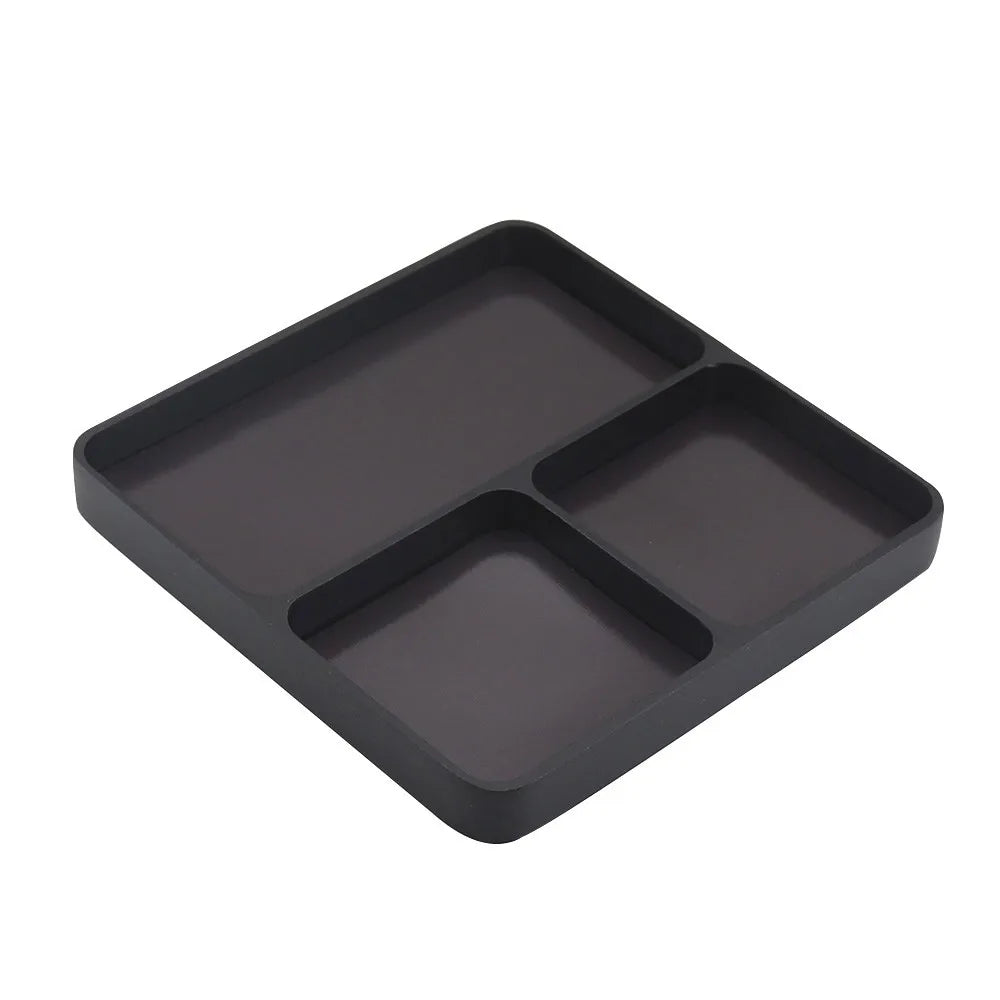 Magnetic 3-grid Parts Storage And Maintenance Tool Tray 98x98x11mm Aluminum Spiral Tray Suitable For Rc Car Drone Models